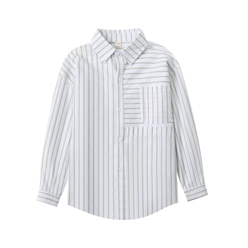Image of LittleSpring Boys Button Down Long Sleeve Uniform Dress Shirts with Tie