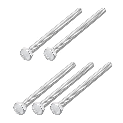 Image of METALLIXITY Hex Bolts (M8-1.25x120mm) 5Pcs, 304 Stainless Steel Coarse Fully Threaded Hex Head Screw Bolt Machine Screws - for Furniture Repair, Silver