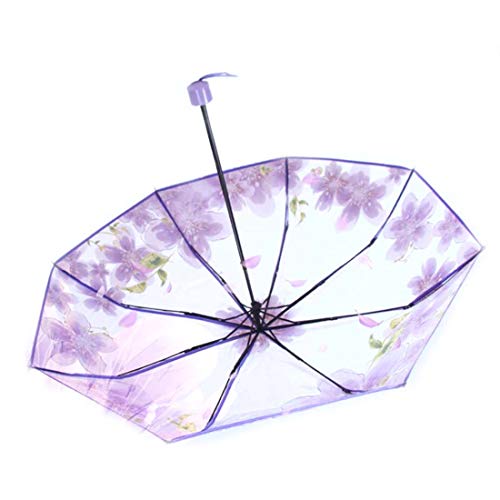 Preisvergleich Produktbild Transparent Regenschirm mit Hülle Groß Taschenschirm Grenze Kreativer Reiseschirm für Auto Familien Tragbarer Schirm Leicht Durchsichtig Windfest Durchmesser 96cm