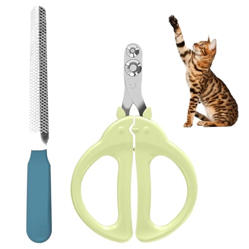 Image of Qpets Cat Nail Clipper, Upgrade Cat Nail Cutter, Dual Hole Pet Nail Nail Cutter for Cat, Stainless Steel Nail Trimmer with Nail File Pet Grooming Tools