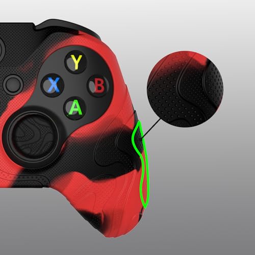Image of PlayVital Mountain Range Edition Silicone Cover for Xbox Elite Wireless Controller Series 2, Red & Black Anti-Slip Controller Skin for Xbox Elite Series 2 Core with Thumb Grips