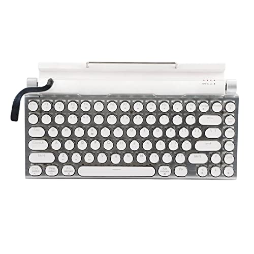 Clavier de Jeu Mécanique, 83 Clés Style Punk Clavier de Machine à écrire Amovible Touches Rondes Clavier Rétroéclairé par Del Clavier Mécanique sans Fil pour Tablette (Blanc)