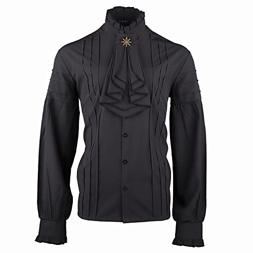 H&ZY Mens Pirate Shirt Vampire Medieval Renaissance Victorian Steampunk Gothic Ruffled Adult Halloween Costume