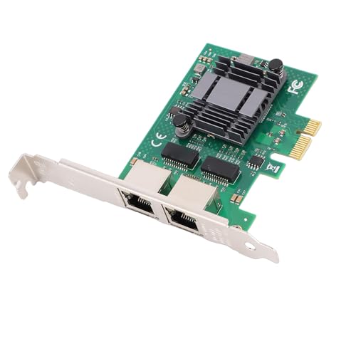 GOWENIC Adaptador de red Gigabit Ethernet, tarjeta de red PCI Express con 2 puertos RJ45, modo ahorro de energía y descarga de suma de comprobación IP para control industrial y servidores