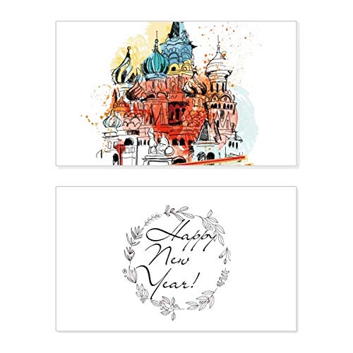 Tarjeta conmemorativa de Año Nuevo con diseño de San Basilio de Moscú, regalo navideño