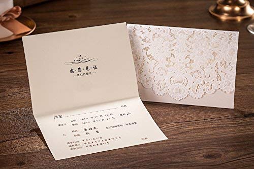 Jofanza 5X7.3 Inch 50Pcs White Laser Cut Wedding Invitations With Embossed Lace Floral Invitation For Wedding Invites #TOP3
