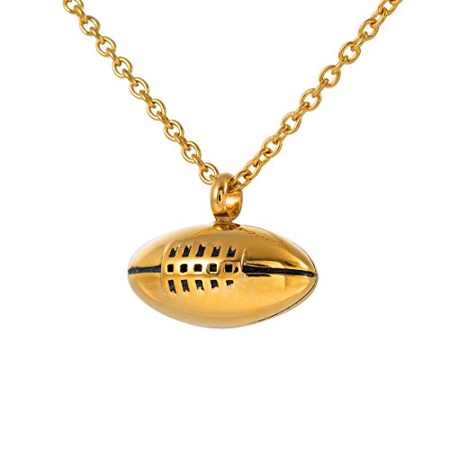 ZARABE Cremation Jewelry Gold Football Memorial Keepsake Pendant Urn Necklace