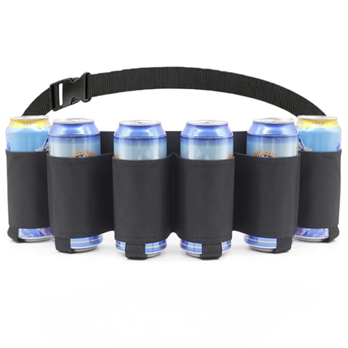 Biergürtel Bierhalter, Verstellbarer Bier-Gürtel für 6 Getränke, Portable Trinker...