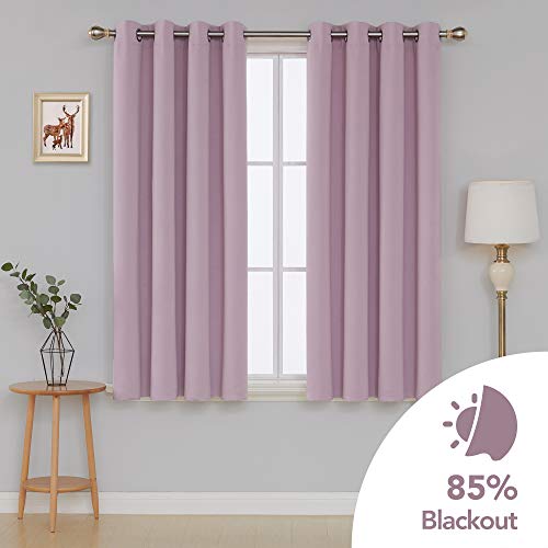 Image of Deconovo Thermal Insulated Window Treatments Grommet Top Blackout Darkening Curtain Girls Room, 52x63 Inch, Lavender-1 Panel