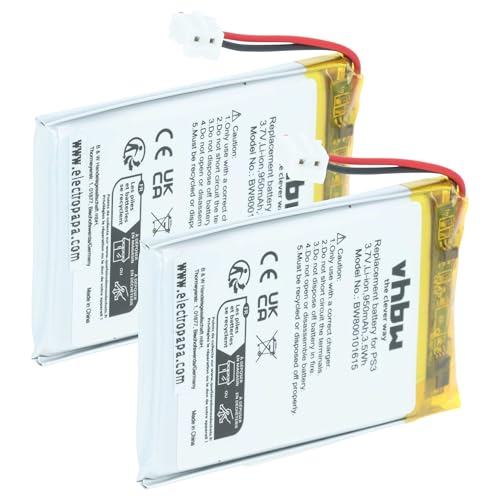 vhbw 2X Batería Compatible con Sony Playstation3 PS3 Sixaxis Wireless Controller Gamepad Controller (950mAh, 3,7V, Li Ion)