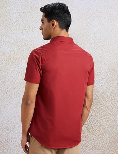 Image of Amazon Brand - Symbol Men's Cotton Shirt | Casual | Plain | Half Sleeve | Summer - Regular Fit (Available in Plus Sizes)