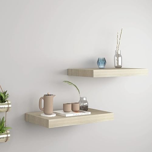 Miniatura 130 de Estantes flotantes de pared, 2 piezas de madera de fibropanel de densidad media gris de 47.2 x 9.3 x 1.5 pulgadas, estante de almacenamiento