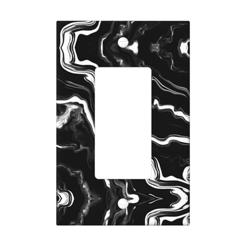 Tapa de enchufe con impresión de mármol blanco y negro, 1 placa de pared de tamaño estándar, cubierta doble de policarbonato