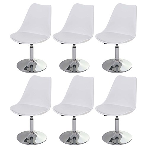 Mendler 6X Chaise pivotante Malmö T501, réglable en Hauteur, Cuir synthétique - Blanc
