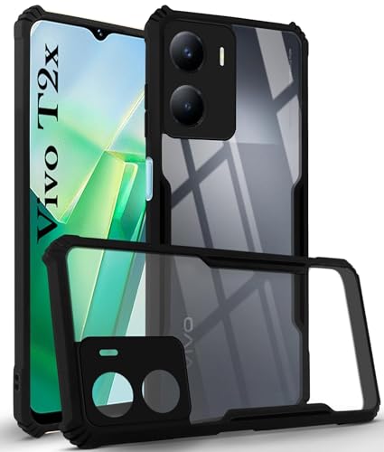 Image of Jkobi Back Case Cover for Vivo T2x (Shockproof with Polycarbonate Clear Panel | Professional Black)