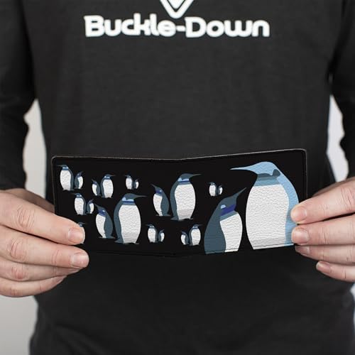 Buckle-Down Men's Wallet, Bifold, Emperor Penguins Gray Blues, Vegan Leather, Multi, 4.0" x 3.5"4