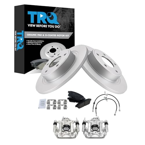 Image of TRQ Rear Brake Pad and Rotor Set Ceramic Coated Calipers Compatible with 2014-2015 Chevrolet Cruze