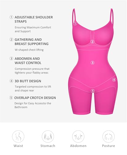 Image of FeelinGirl Shapewear Tummy Control Seamless Bodysuit Hip Enhancer Body Shaper for Women