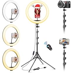 Tripode Con Luz 12´´ Aro de luz con Tripode Profesional Altura Total de 177cm/69.5´´, Ring Light con Control Remoto, Anillo de luz Estable Tripode para Movil, Youtube, TikTok, Maquillaje, Fotografía, Selfie
