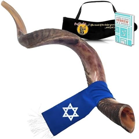 ProShofar Kosher Kudu Shofar from Israel, Officially Signed Certificated Yemenite Kudu Shofar, Made in Israel, Free Bonus Book: Learn to Read Hebrew in 6 Weeks (20"-24", Half Polished) Cover