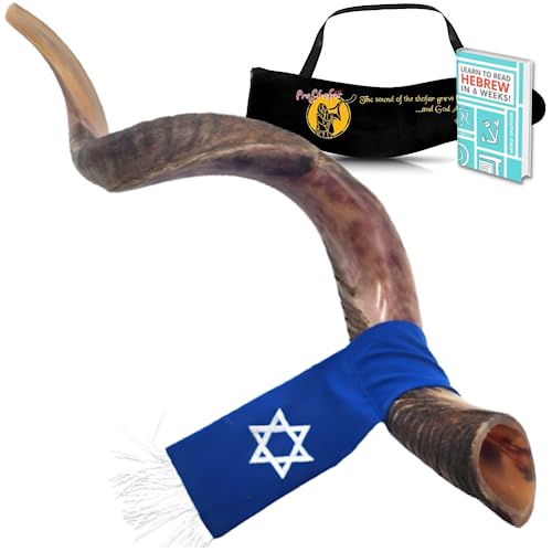 ProShofar Kosher Kudu Shofar from Israel, Officially Signed Certificated Yemenite Kudu Shofar, Made in Israel, Free Bonus Book: Learn to Read Hebrew in 6 Weeks (43
