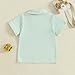 Little Kids Boy Lapel Collar Striped Print Polo Shirt Short Sleeve Embroidery Car T-Shirt Tops Summer Clothes (A-Green, 3-4 Years)