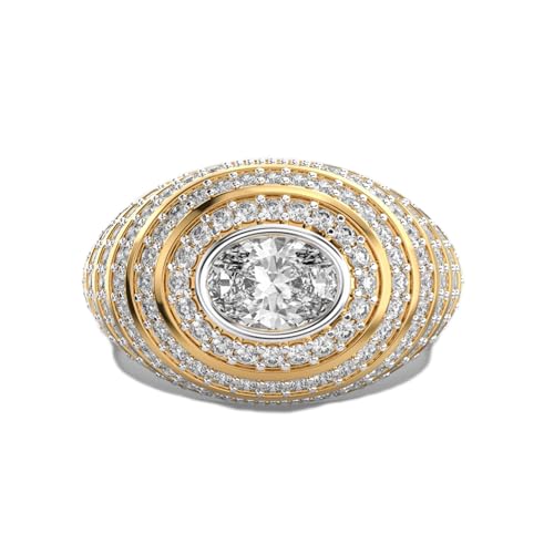 Bague moissanite ovale en argent 925 fait main pour homme d'exception