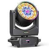 Wiwreenm LED Moving Head Light 4-in-1 Beam/Wash/Zoom Effect Stage Lights Professional DMX512 & Sound Activated Control DJ Lights 19x10W 60 * 0.2W 5050 R/G/B