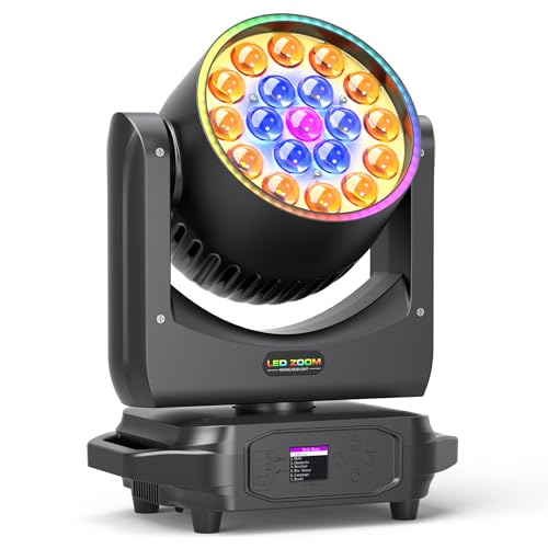 Wiwreenm LED Moving Head Light 4-in-1 Beam/Wash/Zoom Effect Stage Lights Professional DMX512 & Sound...