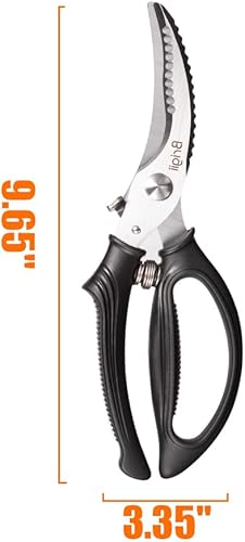 Miniatura 6 de Brigii Tijeras de cocina, tijeras de acero inoxidable resistentes para aves de corral, tijeras de cocina multiusos para cortar pollo, pescado,