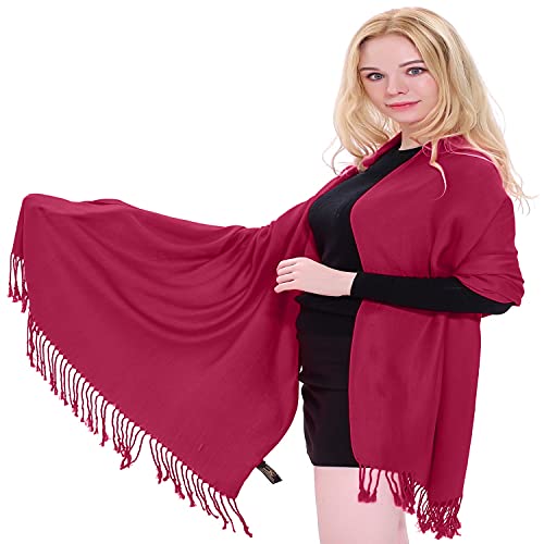 CJ Apparel Rosa Fucsia Diseño Sólido Color Chal Pashmina Abrigo de la...