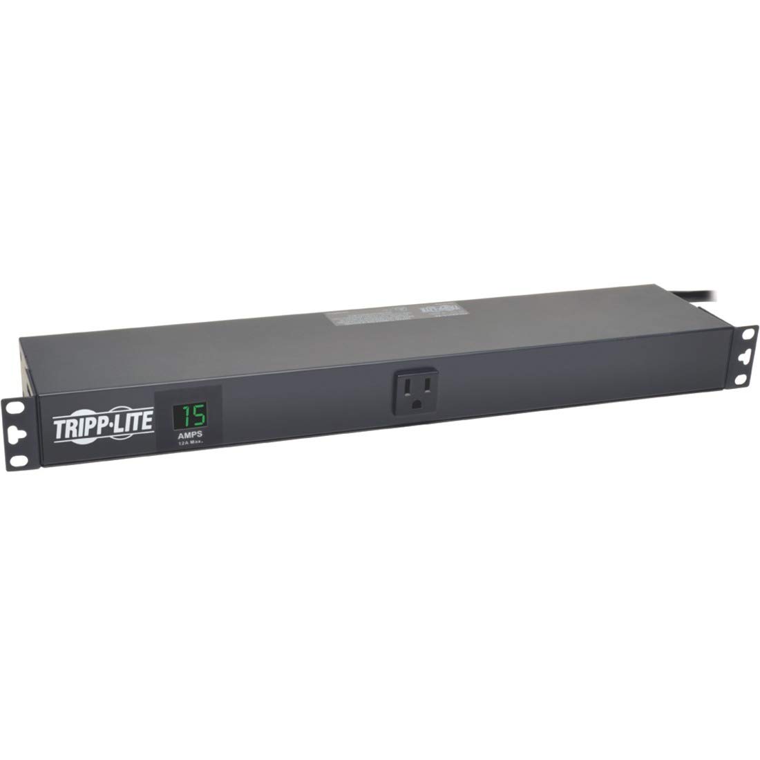 Tripp Lite Metered PDU, 15A, 13 Right-Angle Outlets (5-15R), 120V, 5-15P, 100-127V Input, 15 ft. Cord, 1U Rack-Mount Power (PDUMH15-RA) Black