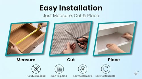 Image of Dribble Eva Shelf Liner Mat Mesh Pattern 45x125cm Roll, Non Slip Drawer & Cabinet Liner for Kitchen, Oilproof Washable Fridge Mat | Anti Skid Cupboard Wardrobe Multipurpose Mat (Grey)