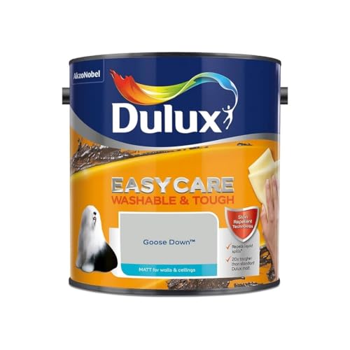 Goose Down Dulux Easycare Matt Emulsion Paint 2.5L – Washable & Stain Resistant, Durable Matt Finish, Quick Dry, Low Odour Interior Wall & Ceiling Paint