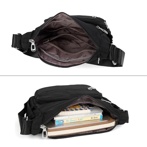 Image of Nylon Floral Multi-Pocket Crossbody Purse Bags for Women Travel Shoulder Bag