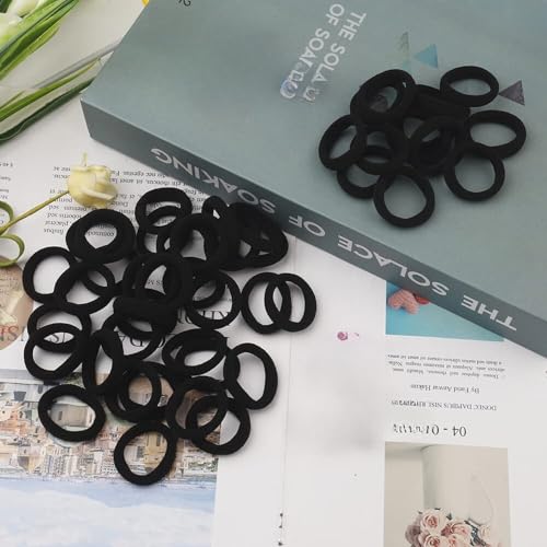 Image of Diversa Small Hair Elastics Kids Hair Bands Baby Girl Hair Rubber Bands Tiny Ponytail Holders Soft Mini Ties (Black, Pack of 100 Pcs)