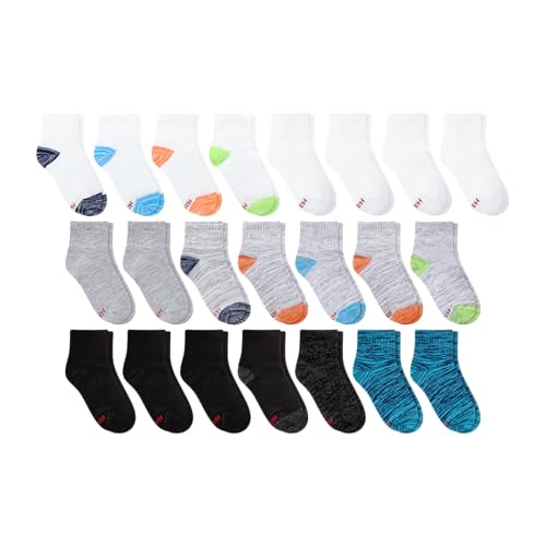 Image of Hanes Boys' Ankle Socks for Boys - Super Value 22-pack Quarter Socks - Lightweight Comfort - No Slip Fit Ez Sort