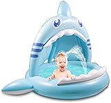 Baby Pool, Inflatable Baby Pool, Baby Shark Pool with Canopy of 43 Inches, Summer Water Play Center for Girls Boys Toddlers Perfect Baby Swimming Pool