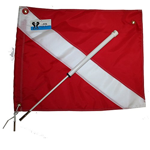 JCS Flagpole, Dive Flag Boat Mount with 20inch x 24inch Nylon Dive Flag Combo