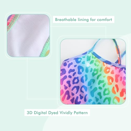 Image of Girls Two Piece Tankini Swimsuits Rainbow Striped Bathing Suit Swim Suit
