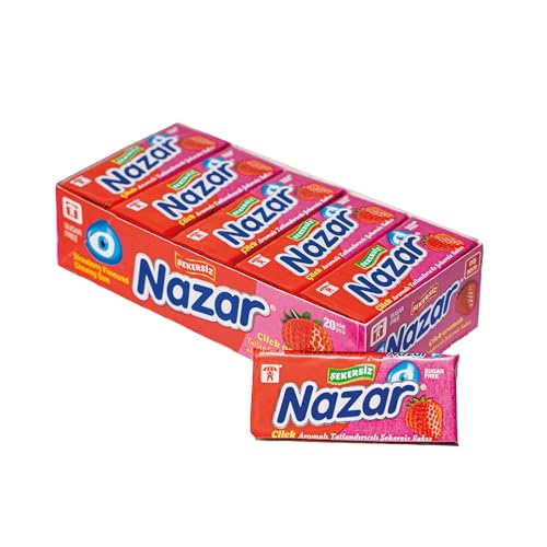 NAZAR Strawberry Breeze Sugar-Free Jawline Exerciser Chewing Gum | Freshens Your Breath | Supports Oral Health | 20 Packs of Gum 5 Pieces (100 Total Pieces)