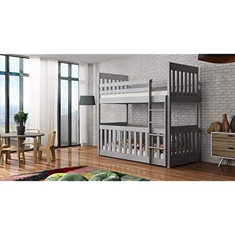 Children Wooden Pine Bunk Bed Cris with Cot Bed in Grey sold by Arthauss (Ladder on the right) Cover