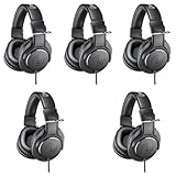 Audio-Technica 5 Pack ATH-M20x Professional Monitor Headphones, 96dB, 15-20kHz, Black - with Microfiber Cloth