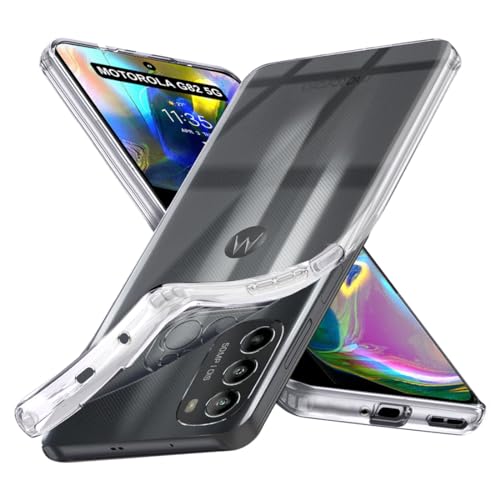 Image of Fashionury Shockproof Crystal Clear Back Cover Case for Motorola Moto G82 5G | Transparent Back Cover Case Raised Bumps for Camera & Screen Protection for Moto G82 5G / Moto g82 5G