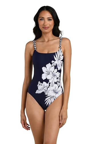 La Blanca Womens One Piece Swimsuit Lingerie Tummy Control Bathing Suit Indigo//Mariner Blooms 10