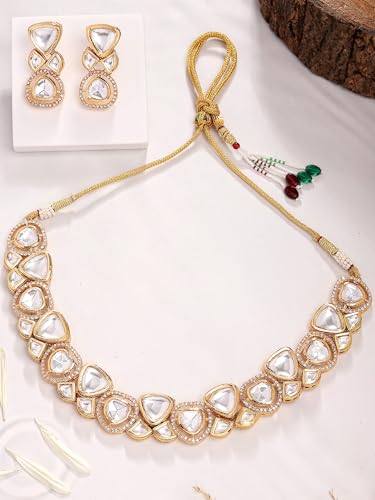 Image of Karatcart Polki Kundan Jewellery Set for Women
