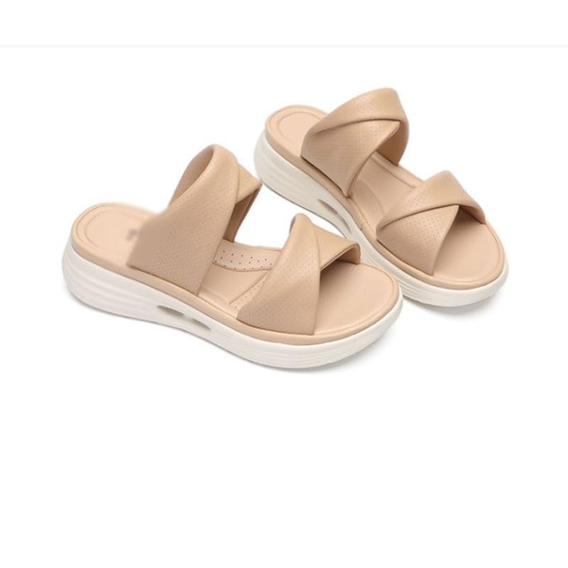 Women's Fashion Sandals Sandals Outdoor Wear Casual Versatile Sandals for Travel Vacations Casual outings(Apricot,39)