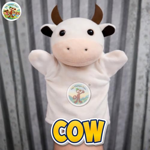 Image of Cow Hand Puppet for Kids | Soft Plush Animal Puppet | Storytelling, Role Play, Preschool Learning Toy | Interactive Educational Puppet for Boys & Girls