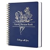 Recipe Book to Write in Your Own Recipes - Spiral Blank Cookbook 150 Pages Holds 144 Recipes - Elegant Waterproof Cover Big Recipe Journal - Easy to Use Layout (A5 (6.0x8.5 Inch)) (Deep blue)