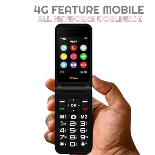 TTfone TT760 hopfällbar 4G telefon för seniorer – röd, USB-kabel